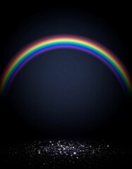 Rainbow arch on dark background with glitter