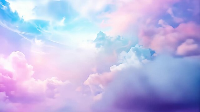 Ethereal sky with pastel clouds in hues of blue, purple, and pink, an atmospheric vista