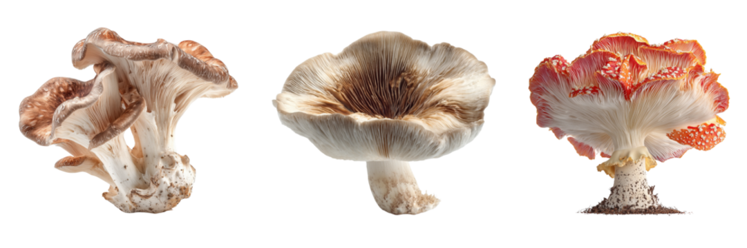 Set of Different type Mushroom isolated on a transparent background