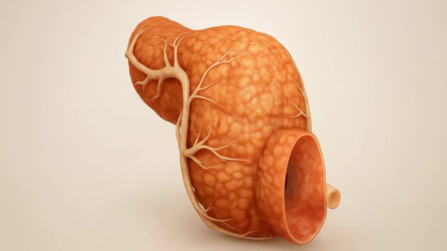 Anatomical Illustration of a Pancreas with Duct