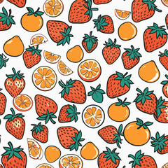 vector illustration of strawberry and orange pattern