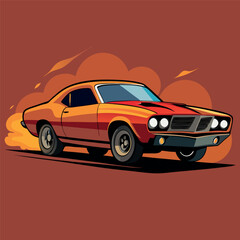Classic Muscle Car Burning Rubber	

