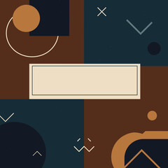 Abstract geometric shapes in dark and warm color palette design  