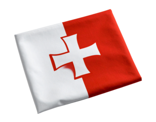 Pitcairn Flag Folded on a Tabletop, isolated on a transparent background.