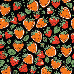 vector illustration of strawberry and orange pattern