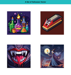 A Collection of Spooky Halloween Vector Images with Various Themes