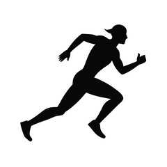 Dynamic silhouette of a male runner in motion isolated on a clean white background