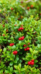 Red berries on green bushes