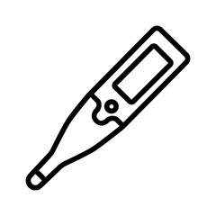 Vector black line icon for Thermometer