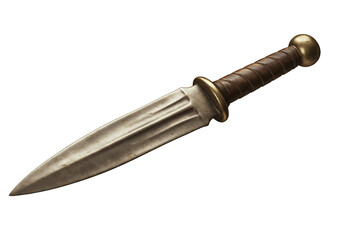 輝く金属と革の古風な短剣、精緻なディテールが美しい