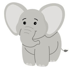 Hand drawn cartoon illustration of baby elephant 
