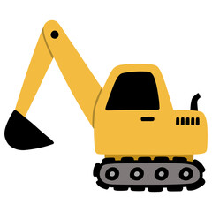 Hand drawn excavator cartoon Illustration 