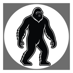 Obraz premium Iconic bigfoot sasquatch creature walking in a circle silhouette design