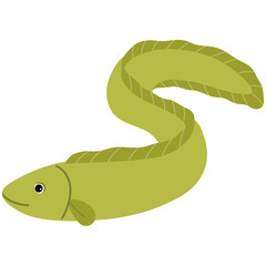 Fototapeta premium Hand drawn green eel cartoon illustration 