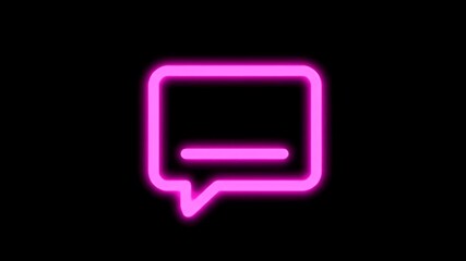 Pink neon speech bubble on black background - Powered by Adobe