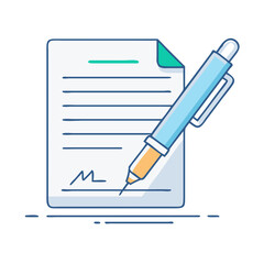 Signing a contract with a pen, the business concept representation