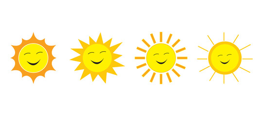 a set of sun clip art icon vector design. summer collection sun symbol and sunlight yellow collection.