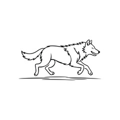 Obraz premium Running wolf line art animal canine