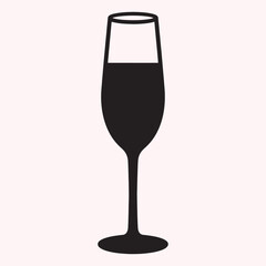 Wine Glass Icon – Black Silhouette Symbol of Alcoholic Drink