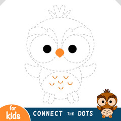 Connect the dots to complete cute owl bird. Fun and simple educational activity about kawaii forest animals for preschool children