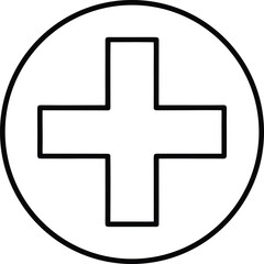 Obraz premium Medical cross symbol in circle silhouette isolated on transparent background