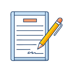 Illustration of a notepad with lines and a pencil writing on it