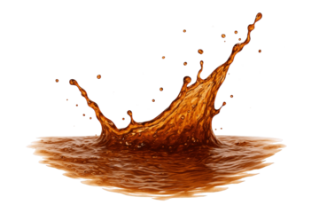 Dynamic Amber Liquid Splash with Droplets and Bubbles, Capturing Motion and Energy