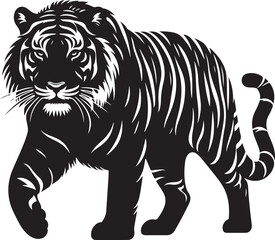 Tiger Silhouette Vector Illustration Black and White