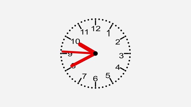 Simple wall clock icon with moving arrow animated on a White background.