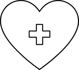 Obraz premium Heart with medical cross icon outline silhouette isolated on transparent background
