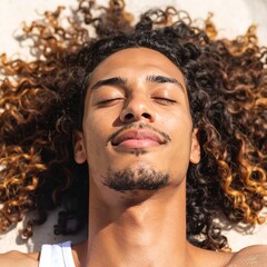 Relaxed man with curly hair