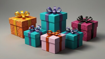Obraz premium gift boxes with ribbon and bow