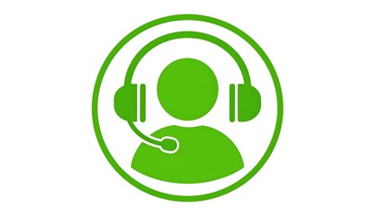 Green icon of a person wearing a headset