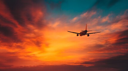 "Vintage Sunset Aerial Plane Travel"