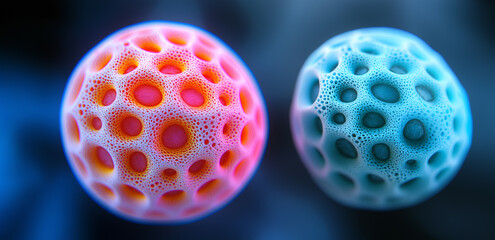 Conceptual 3D illustration of microbial forms
