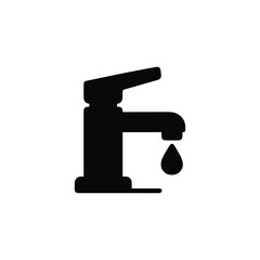 Leaky Faucet Illustration Simple Black Silhouette Design Perfect for Plumbing Services or Water Conservation Awareness Campaigns