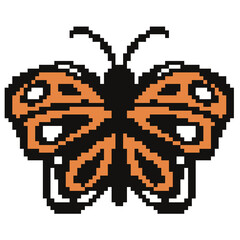 Obraz premium Orange butterfly pixel art