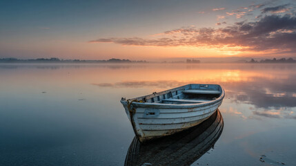 Obraz premium boat at sunset