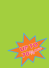 poster, up to seventy percent off, colors and copy space