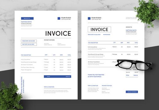 Blue And Black Invoice Set