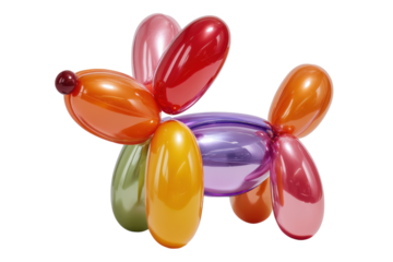 Balloon animal dog sculpture colorful playful whimsical fun glossy inflatable creative artwork