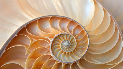 Obraz premium Nautilus Shell Cross Section Spiral Pattern seashell 1