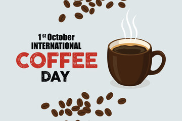 Flat geometric icons of coffee tools: grinder, French press, and cup. Simplified shapes in warm brown and cream tones. Modern line art style suitable for International Coffee Day promotions. 