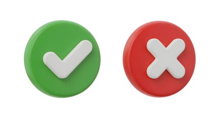 Obraz premium Green checkmark and red cross: A vibrant visual representation of choices, with a green checkmark signifying approval and a red cross denoting rejection or error.