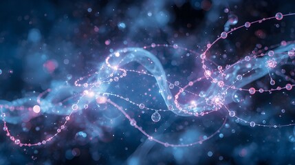 Abstract digital network flow through cosmic nebula