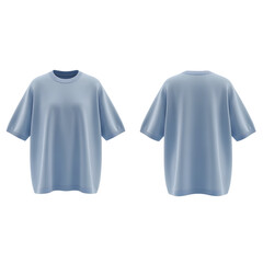Fototapeta premium Sky Blue T-Shirt Front and Back on Transparent Background