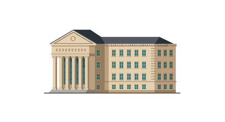 Fototapeta premium Classic government building with columns and windows in flat design