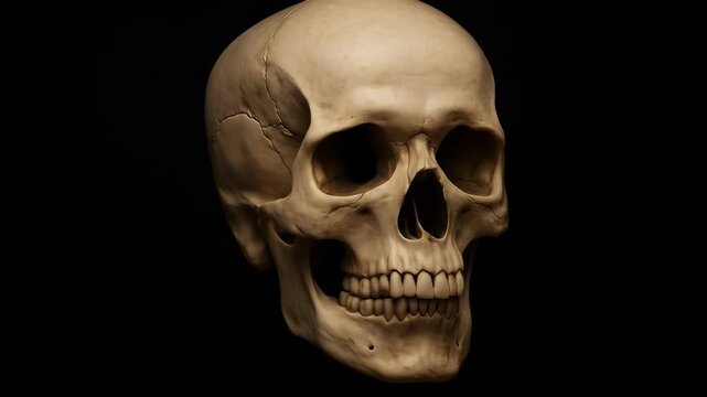 Anatomical Skull Model on Black Background