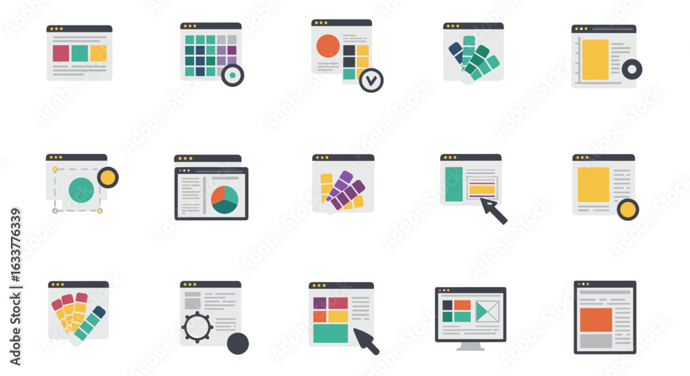 Wall mural flat design icon set for web and app interface development