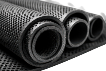 Rolled Black Foam Material Industrial Design Manufacturing Process Product Roll Macro Photography